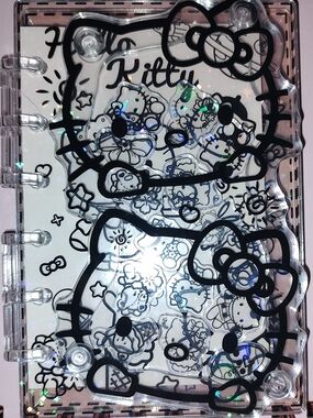 New! Hello Kitty A6 Size Acrylic Clear Holographic Black Outline Shaker Notebook